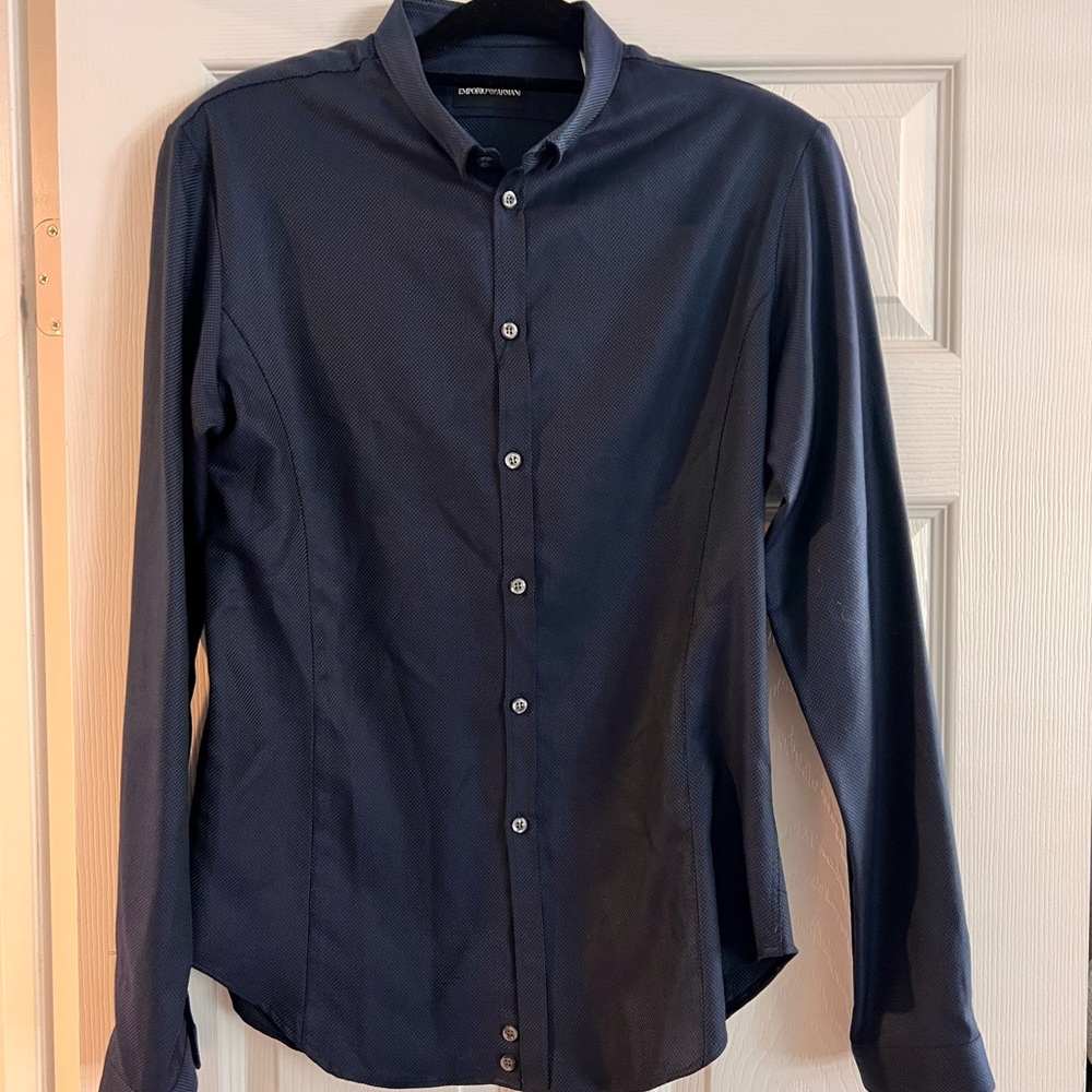 Emporio Armani Navy blue long sleeve button down shirt